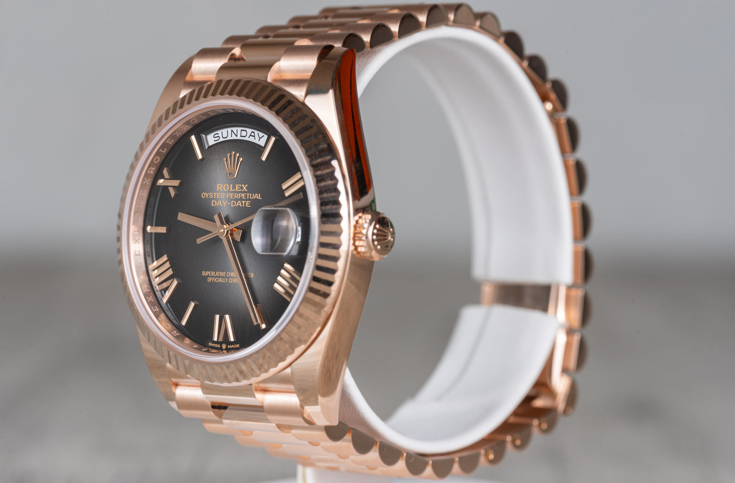 Rolex Day-Date Presidential Rose Gold Ombre Smoked Dial 2025 Brand New 228235