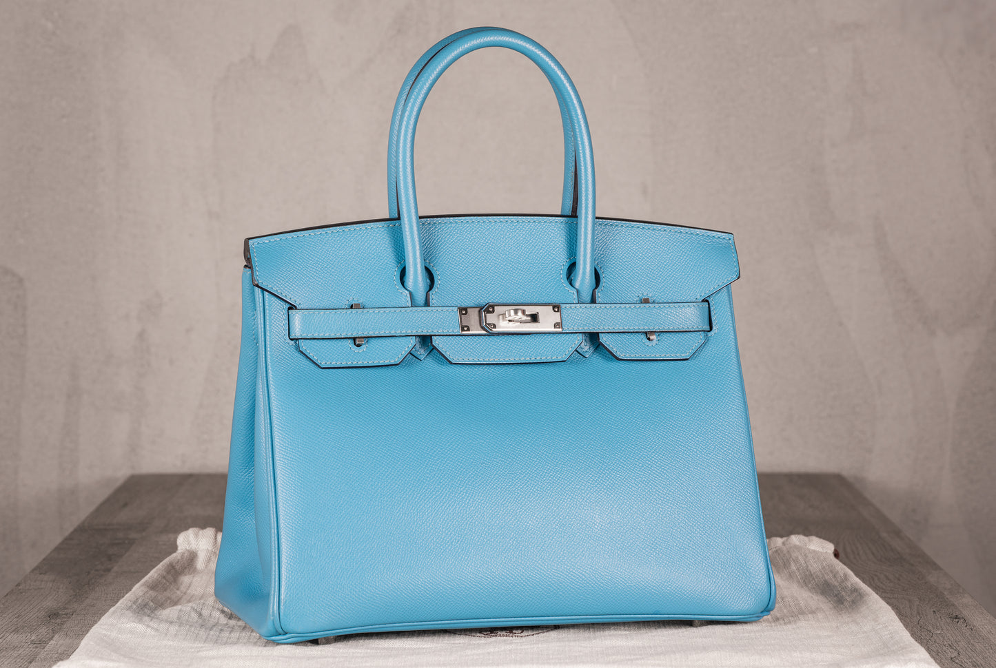 Hermès B30 Birkin 30 Retourne Bag in Blue De Nord Epsom Leather with Palladium Hardware