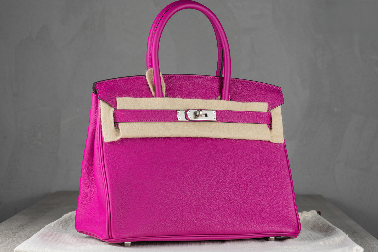 Hermès B30 Birkin 30 Retourne Bag in Rose Poupre in Togo Leather with Palladium Hardware