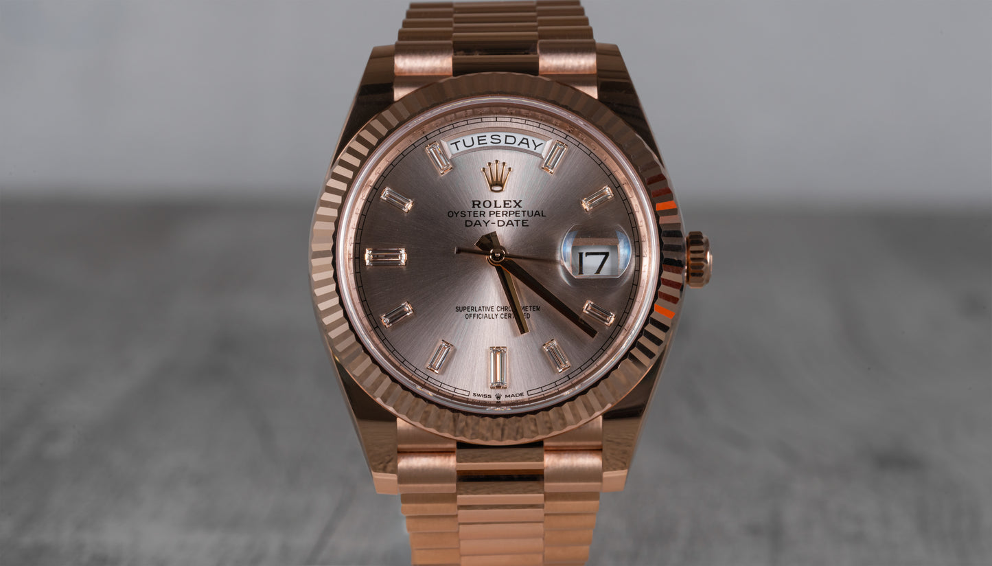 Rolex Oyster Perpetual Day-Date Rose Gold with Sundust Dial 228235