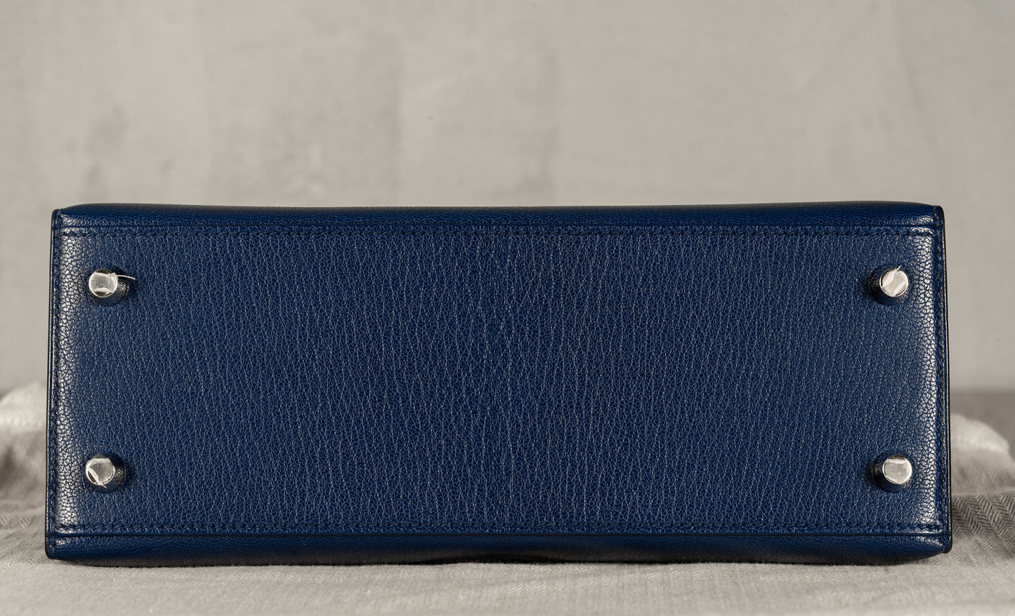 Hermès K25 Kelly II 25 Sellier Bag in Bleu Saphir Chevre Leather with Palladium Hardware
