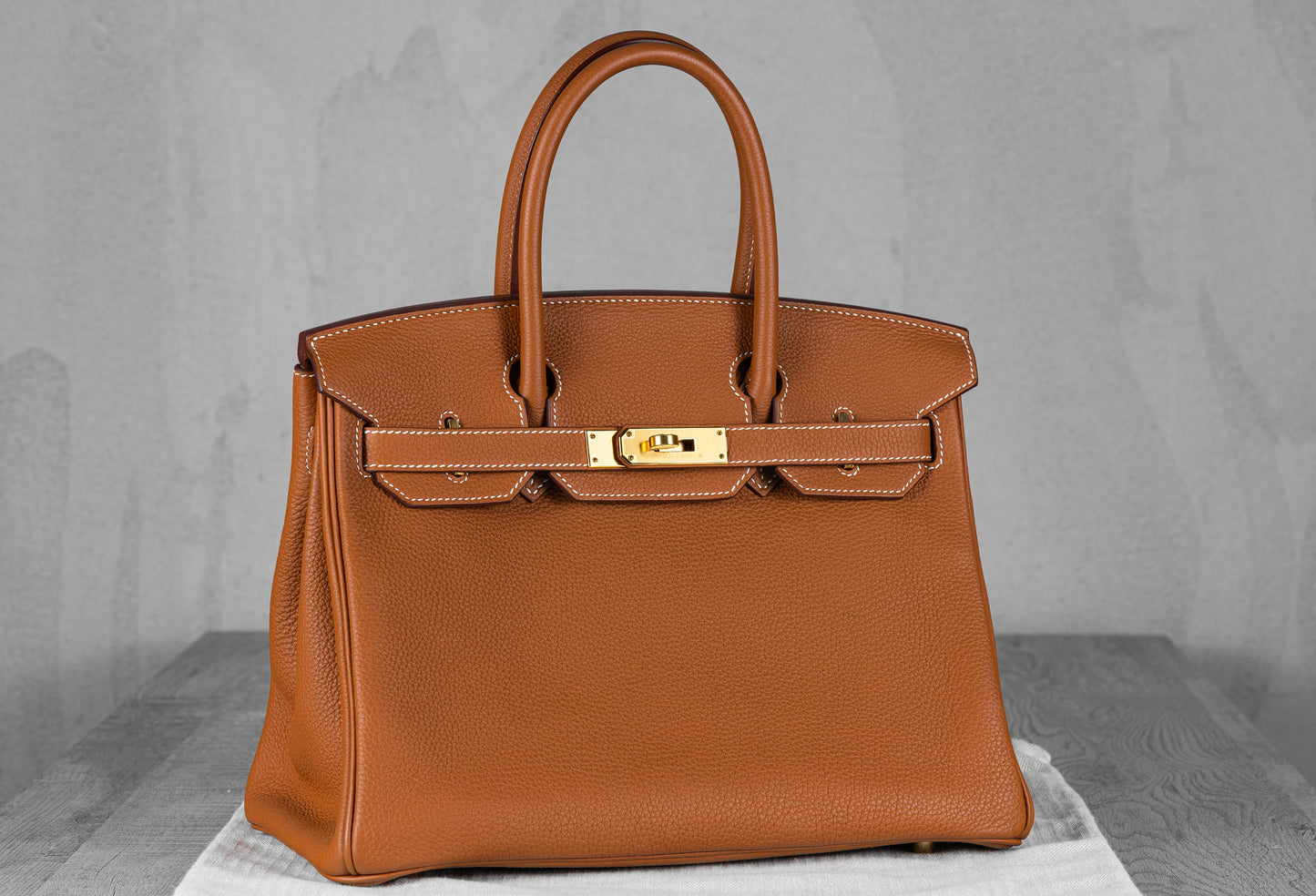Hermès B30 Birkin 30 Retourne Bag in Gold Togo Leather with Gold Hardware