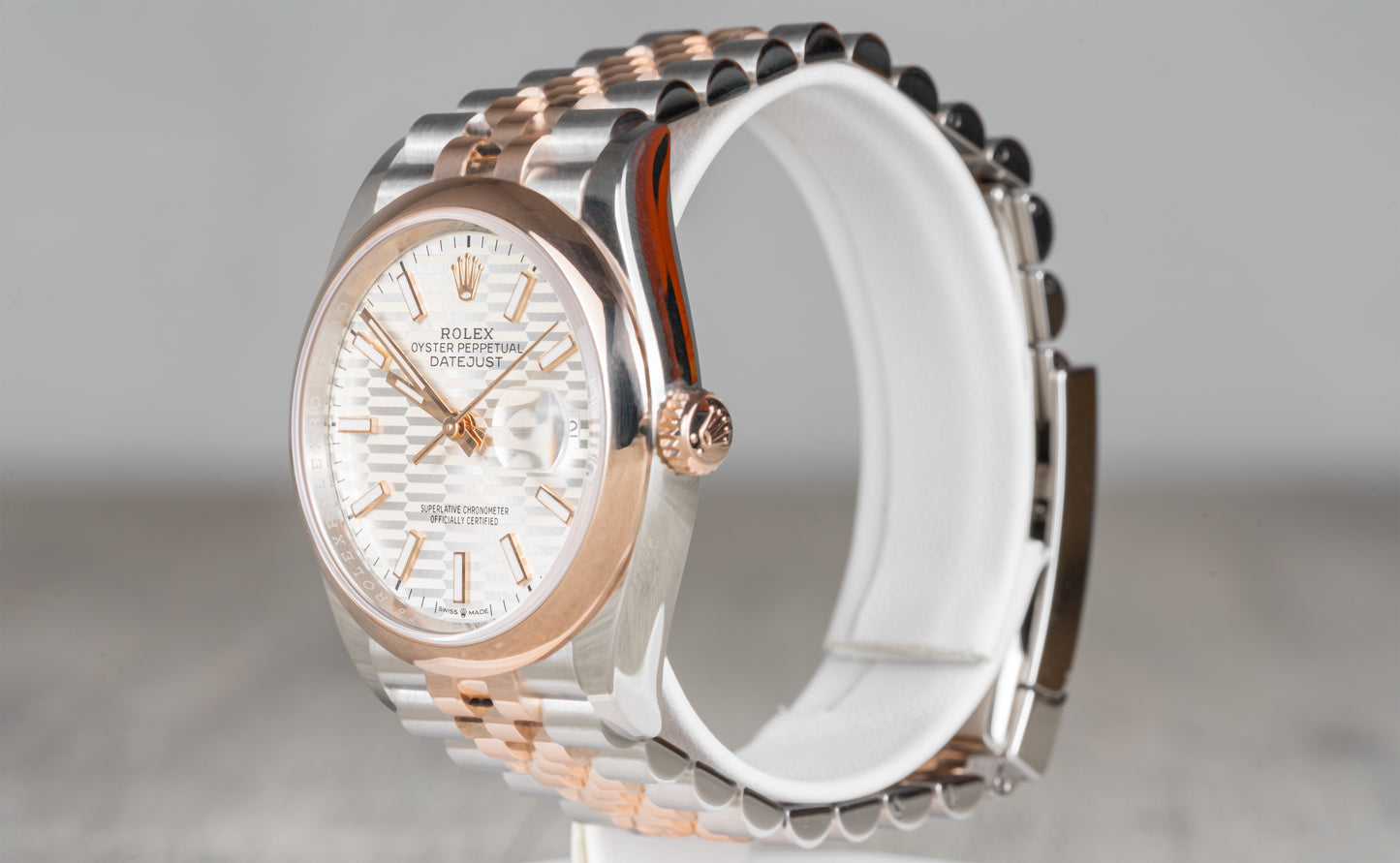 Rolex Date-Just Motif Dial Two Tone Rose Smooth Bezel 2024 126201 *discontinued dial*