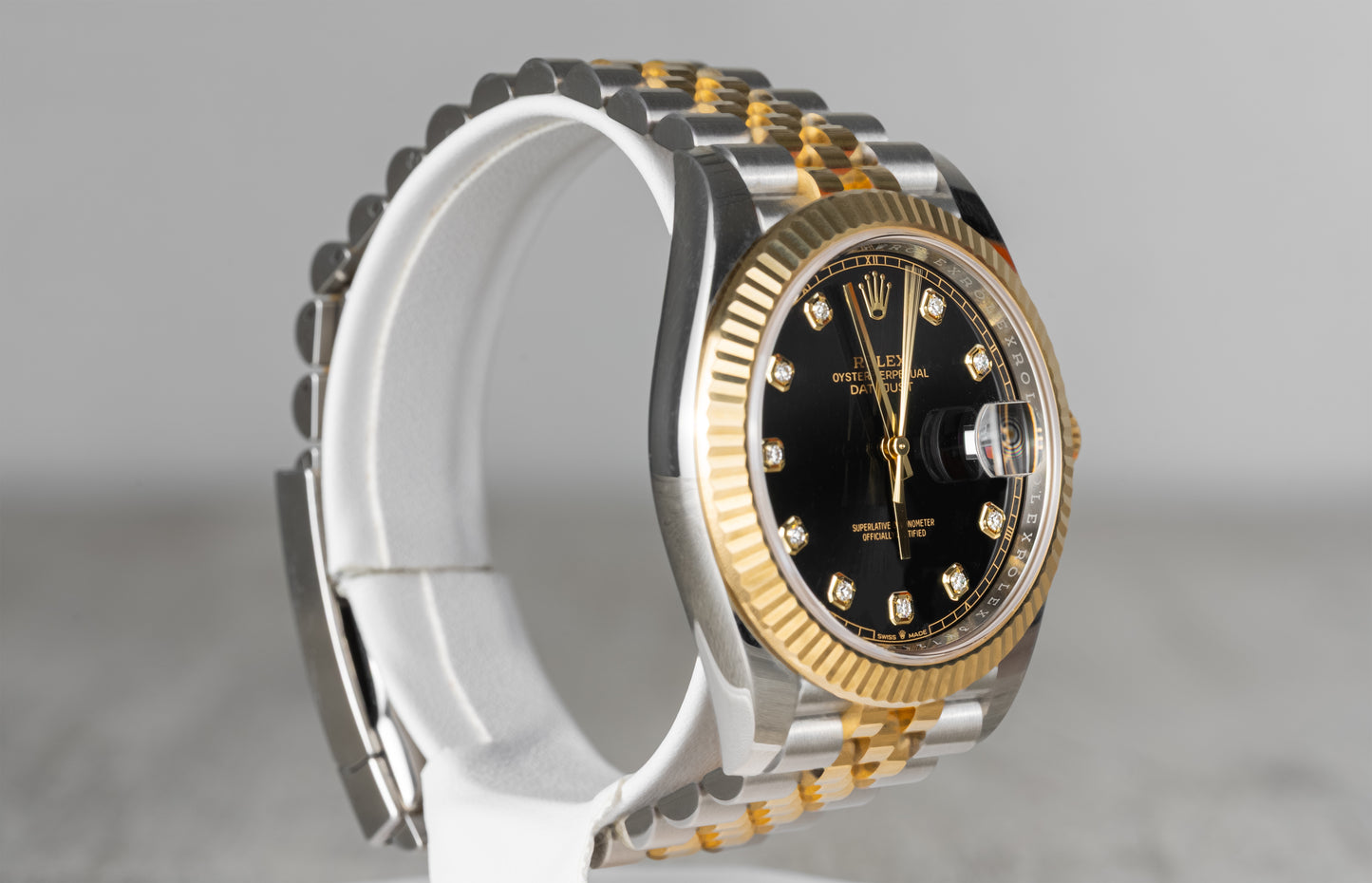 Rolex Datejust 41mm Two Tone 18k Yellow Gold with Factory Diamond Dial and Fluted Bezel 126333