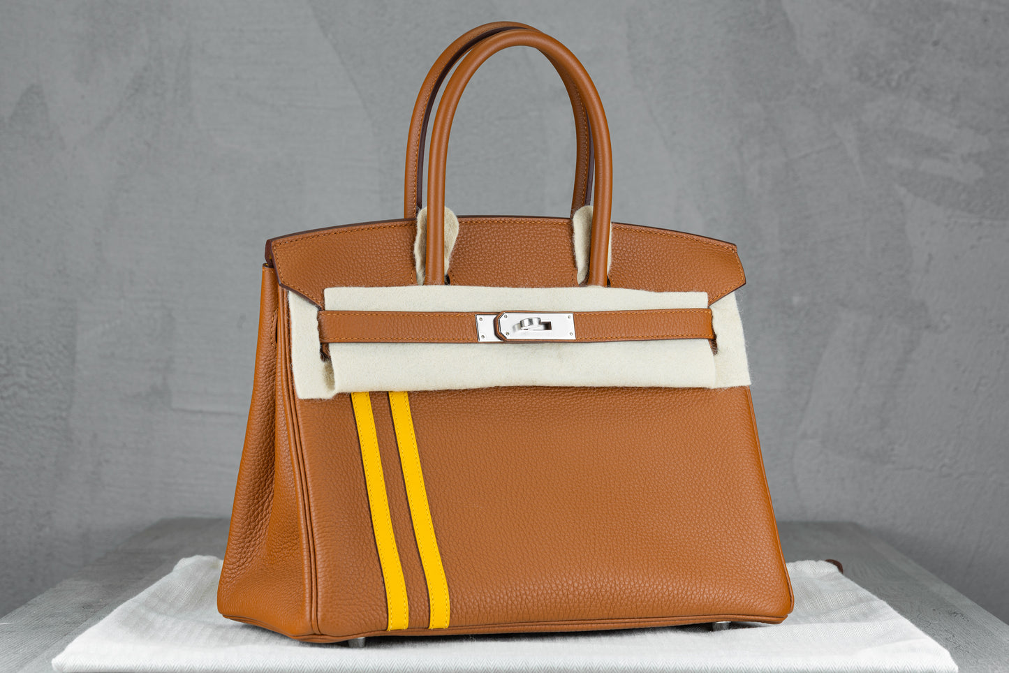 Hermès B30 Birkin 30 Retourne Bag in Officer Gold Togo Leather with Palladium Hardware