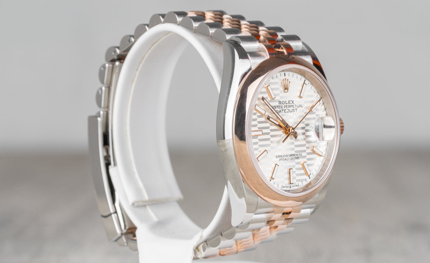 Rolex Date-Just Motif Dial Two Tone Rose Smooth Bezel 2024 126201 *discontinued dial*