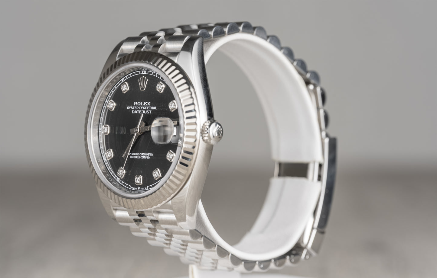 Rolex Datejust 41mm Fluted Bezel Black Diamond Dial Jubilee - 126334 - 2021