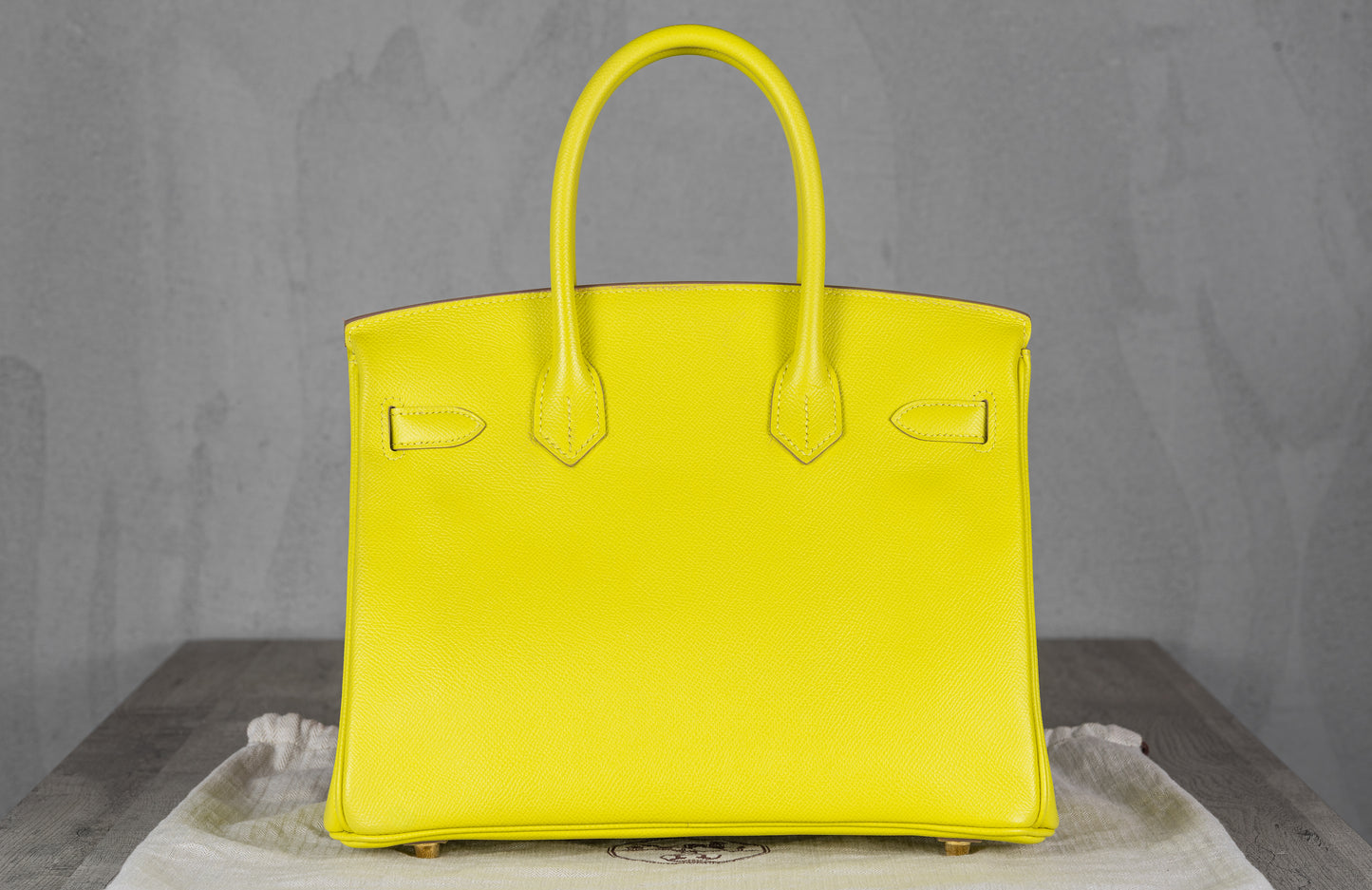 Hermès B30 Birkin 30 Retourne Bag in Lime Epsom Leather with Gold Hardware