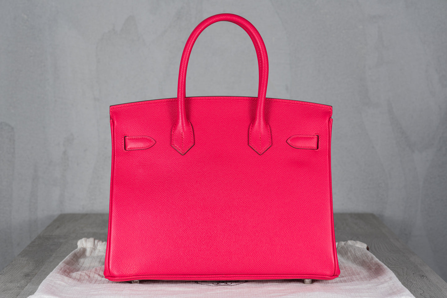 Hermès B30 Birkin 30 Retourne Bag in Rose Extreme Epsom Leather with Palladium Hardware