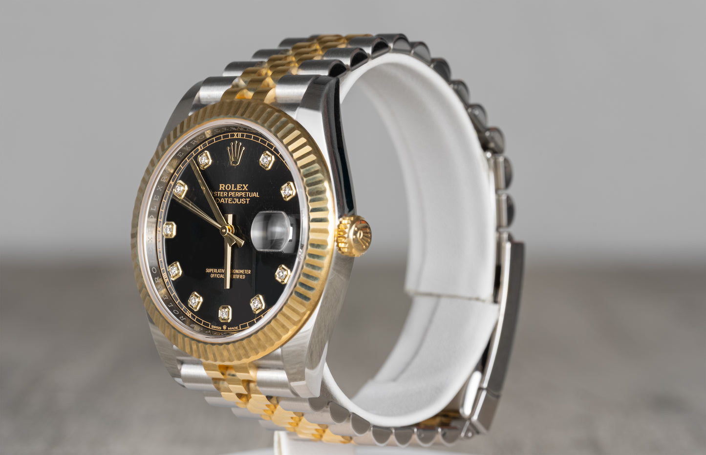 Rolex Datejust 41mm Two Tone 18k Yellow Gold with Factory Diamond Dial and Fluted Bezel 126333