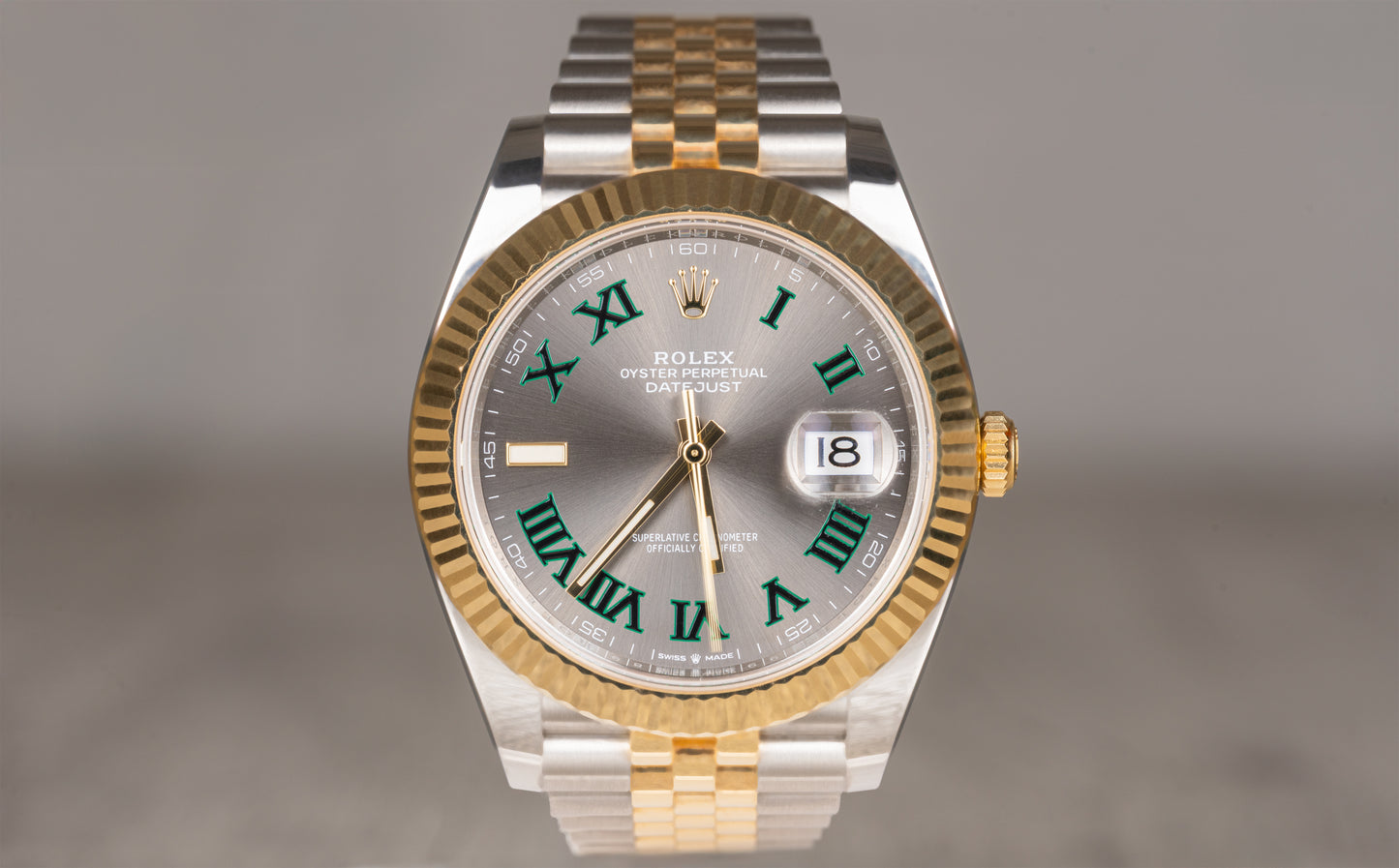 Rolex Datejust Two-Tone Yellow Gold & Stainless Steel Grey Roman Wimbledon Dial 126333