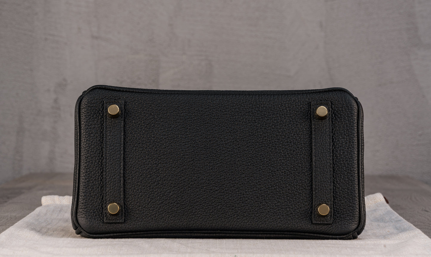 Hermès K25 Kelly II 25 Retourne Bag in Noir Togo Leather with Gold Hardware