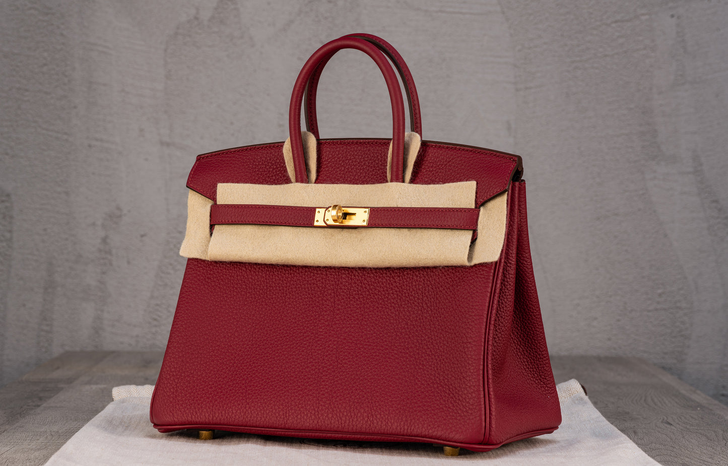 Hermès K25 Kelly II 25 Retourne Bag in Rouge Grenat Togo Leather with Gold Hardware