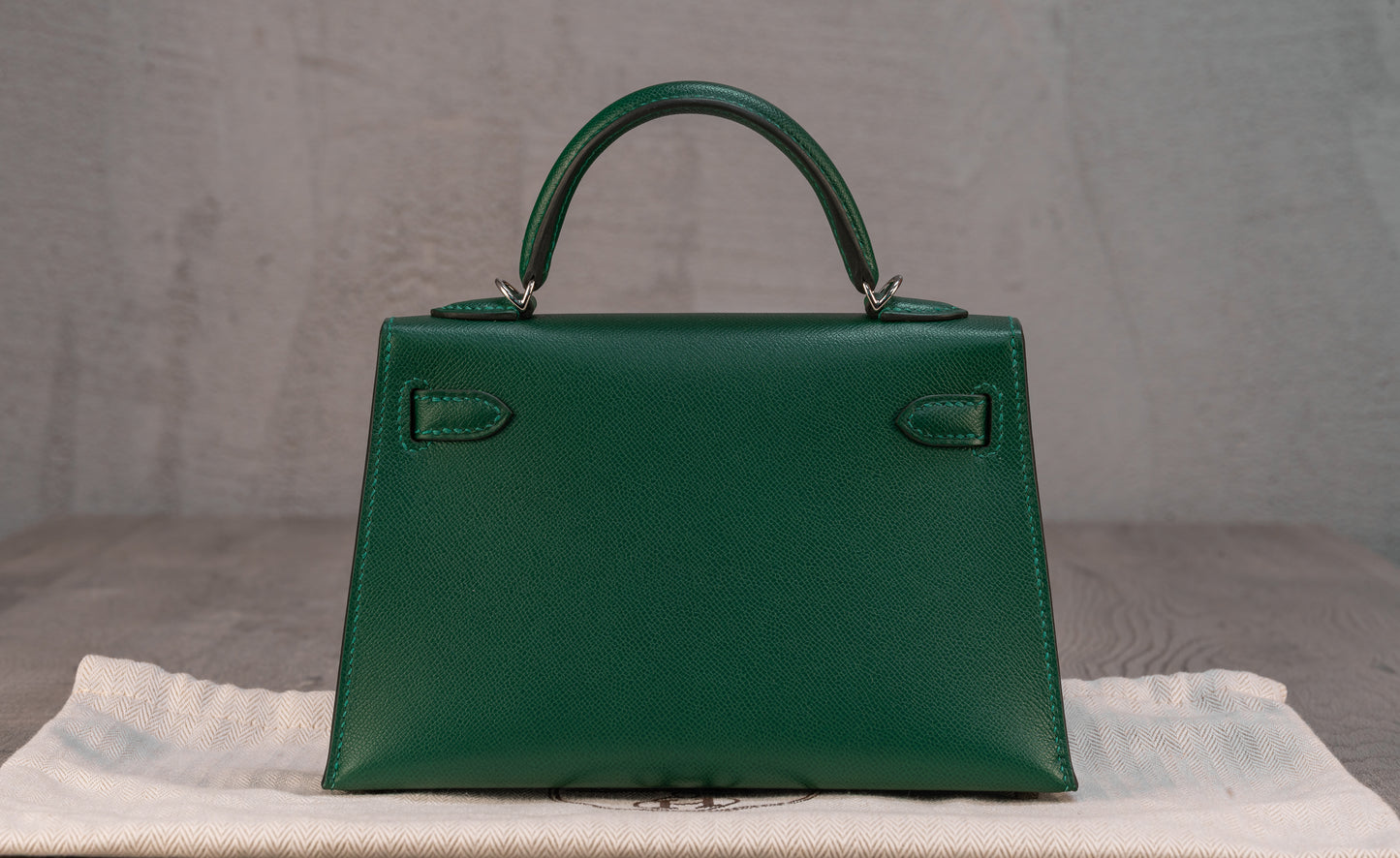 Hermès K20 Mini Kelly II 20 Sellier Bag in Vert Moyen Madame Leather with palladium Hardware