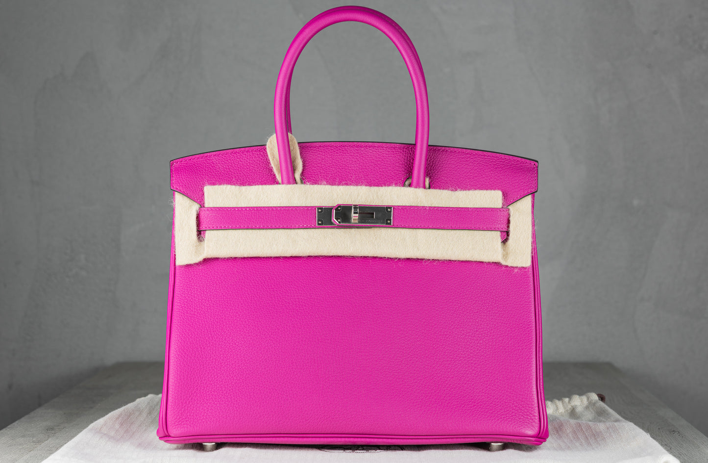 Hermès B30 Birkin 30 Retourne Bag in Rose Poupre in Togo Leather with Palladium Hardware