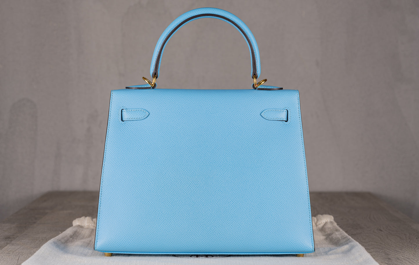 Hermès K25 Kelly II 25 Sellier Bag in Celeste Epsom Leather with Gold Hardware