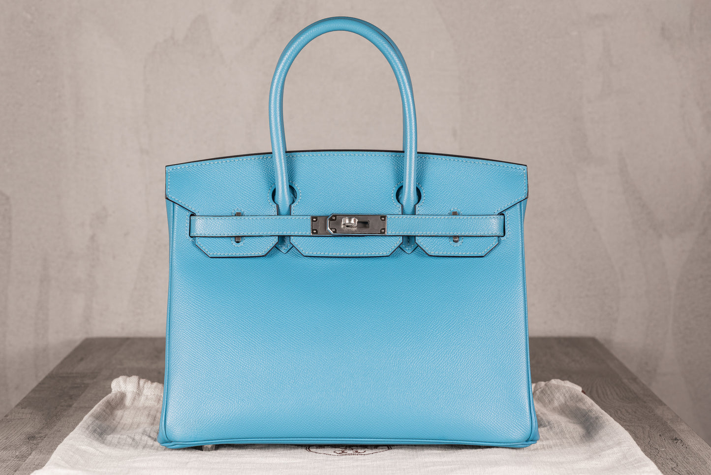 Hermès B30 Birkin 30 Retourne Bag in Blue De Nord Epsom Leather with Palladium Hardware