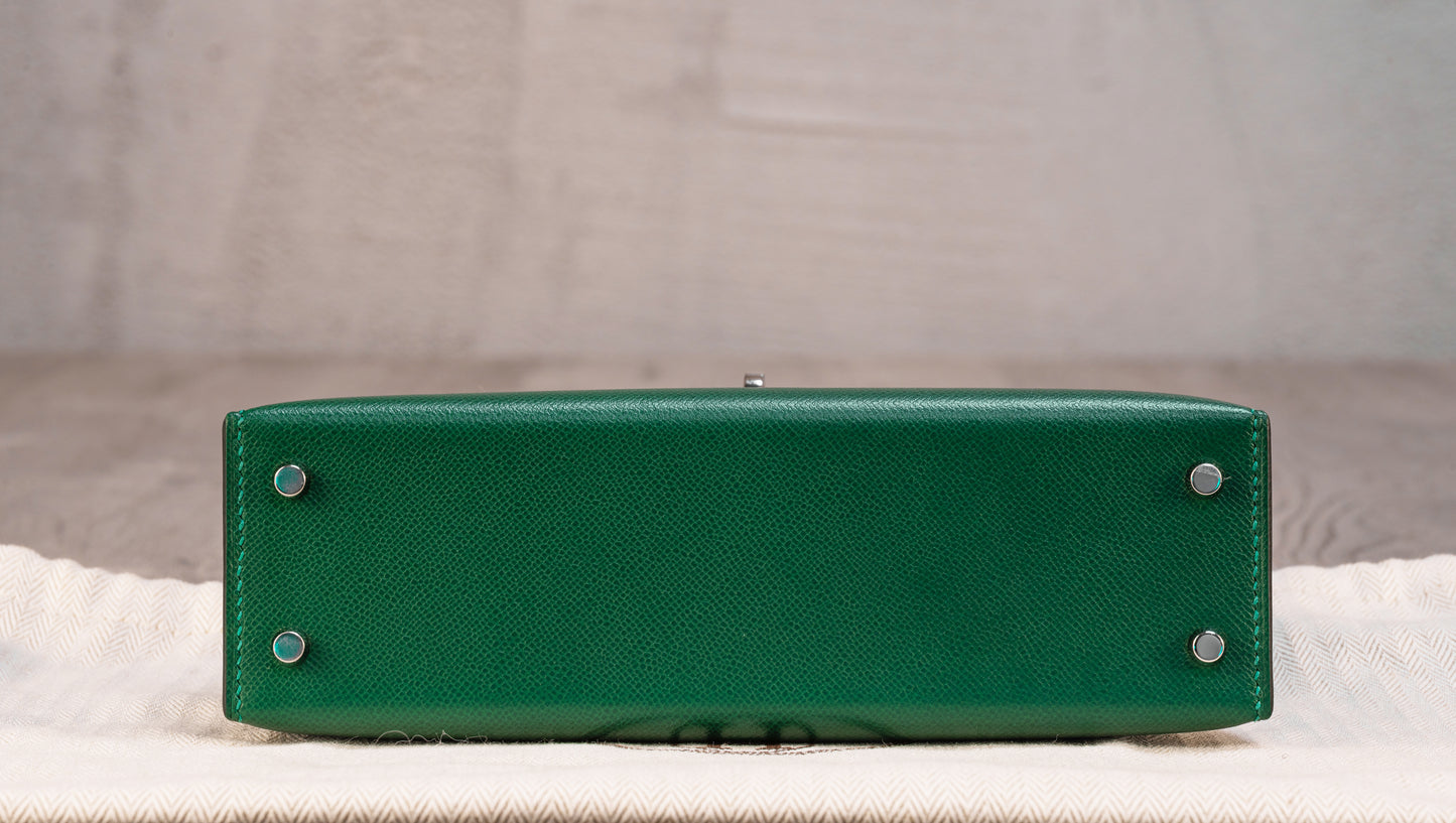 Hermès K20 Mini Kelly II 20 Sellier Bag in Vert Moyen Madame Leather with palladium Hardware