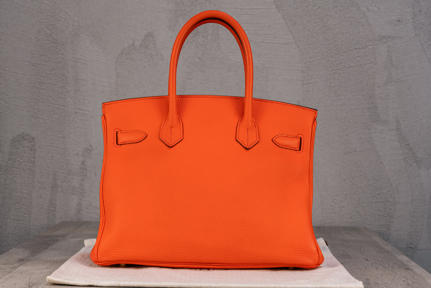 Hermès B30 Birkin 30 Retourne Bag in Orange Togo Leather with Gold Hardware