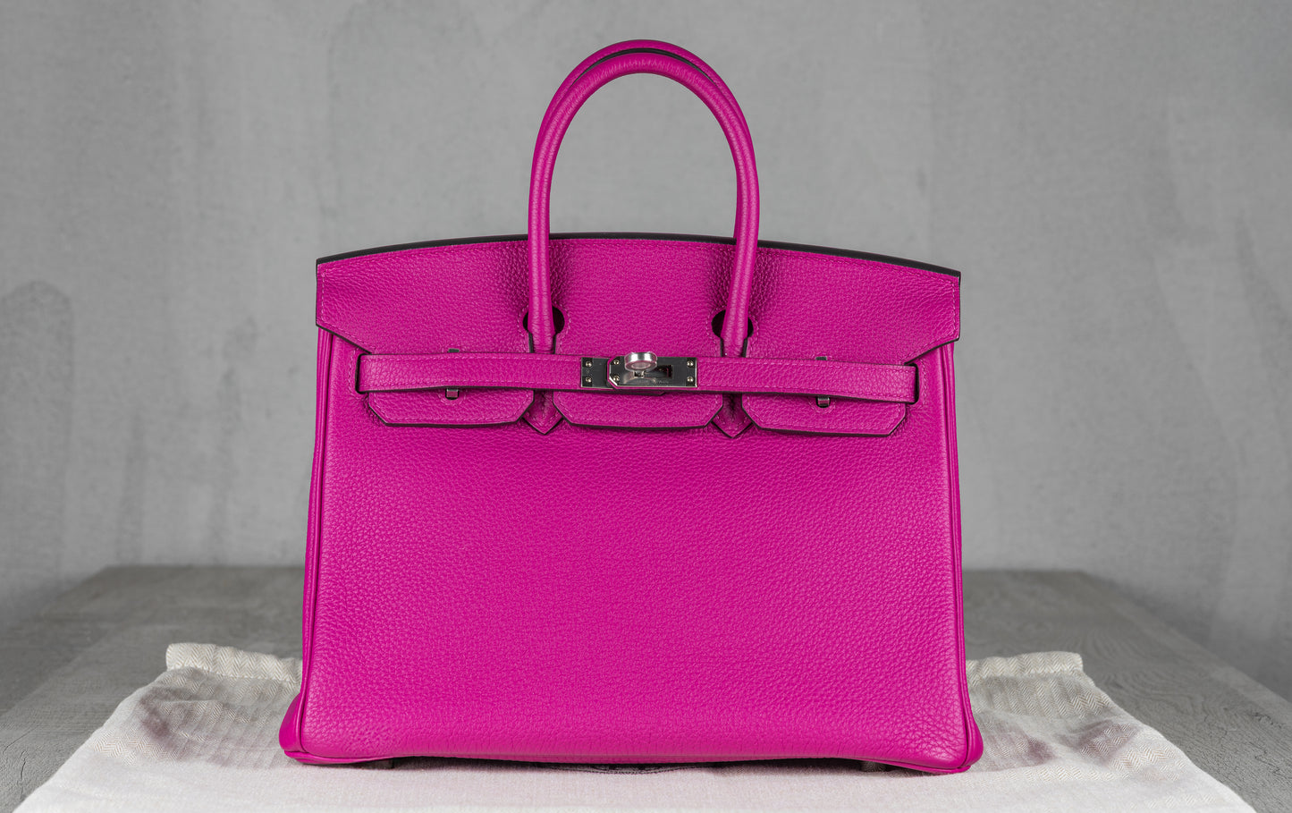 Hermès B25 Birkin 25 Retourne Bag in Rose Poupre Togo Leather with Palladium Hardware