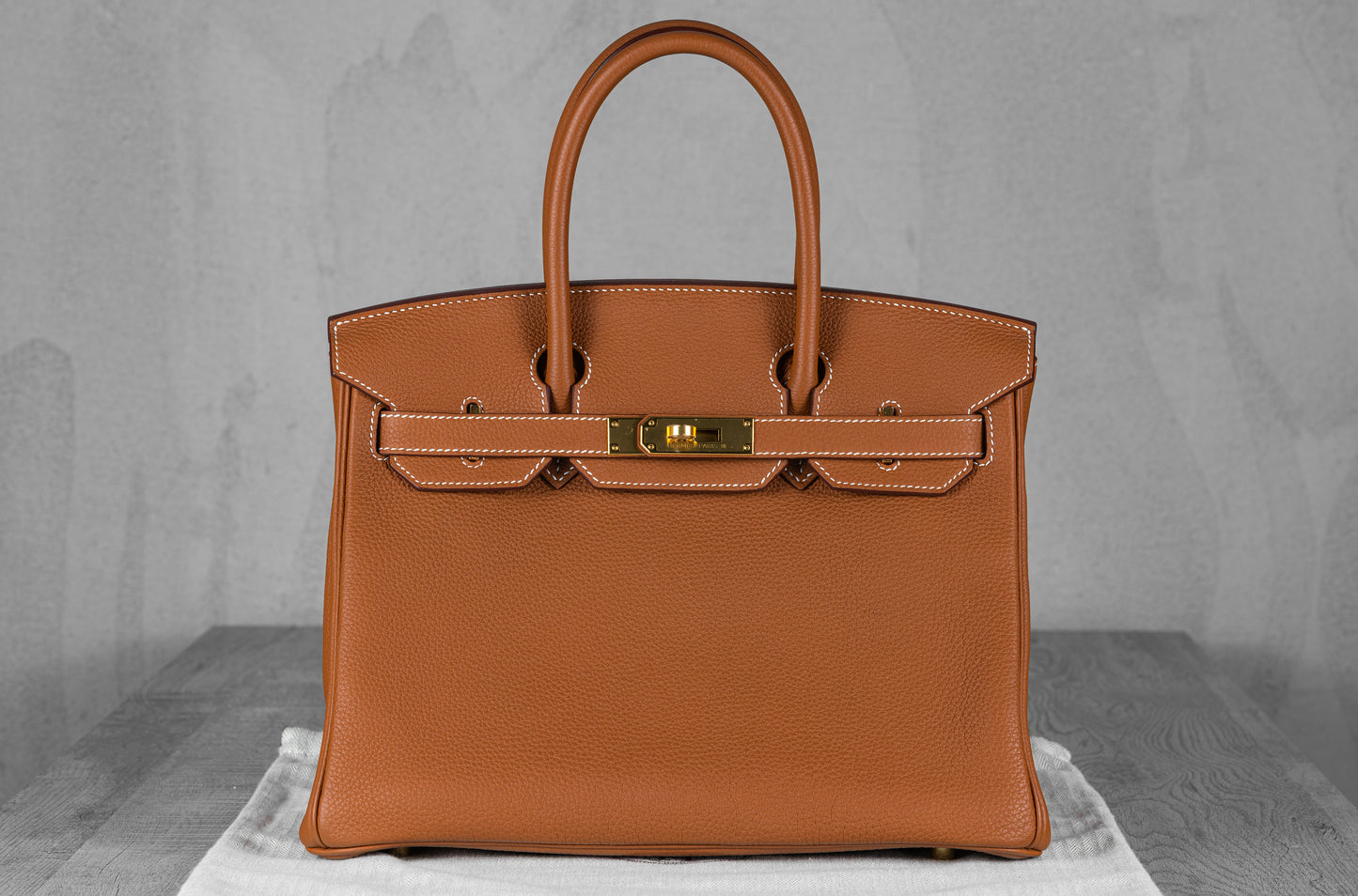 Hermès B30 Birkin 30 Retourne Bag in Gold Togo Leather with Gold Hardware