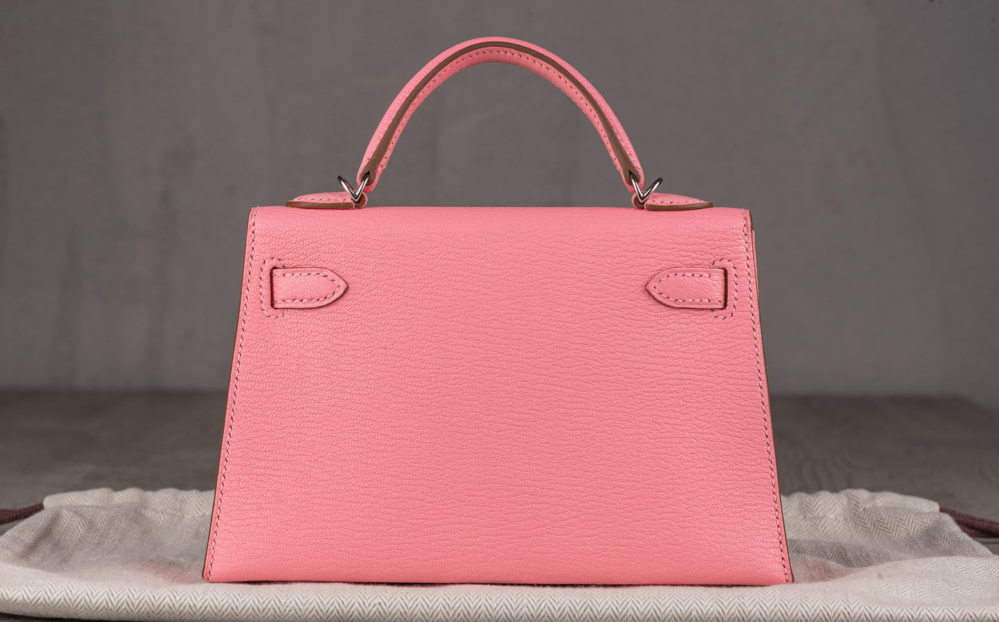 Hermès K20 Mini Kelly II 20 Sellier Bag in Rose Confetti with Palladium Hardware