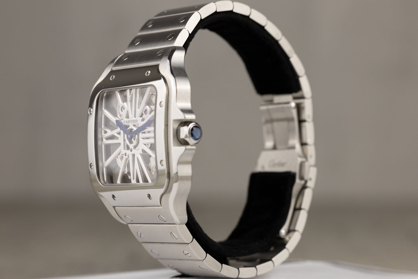 Cartier WHSA0033 Santos De Cartier Stainless Steel Skeleton Dial