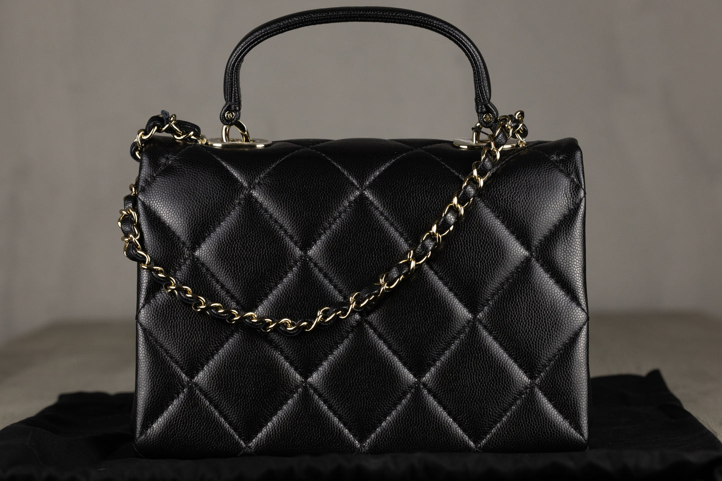 Chanel AS4711 B15583 94305 Mini Coco Flap Bag with Top Handle in Black Quilted Caviar Leather & Silver-Tone Hardware