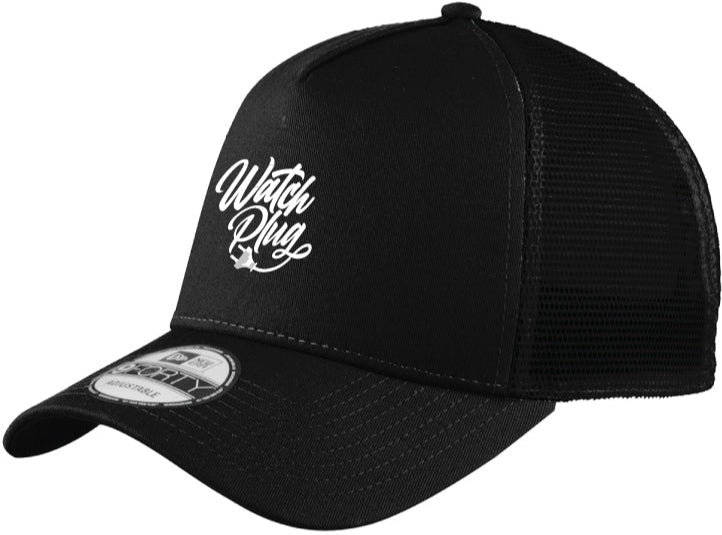 Watch Plug Dad Hat Black with White Print