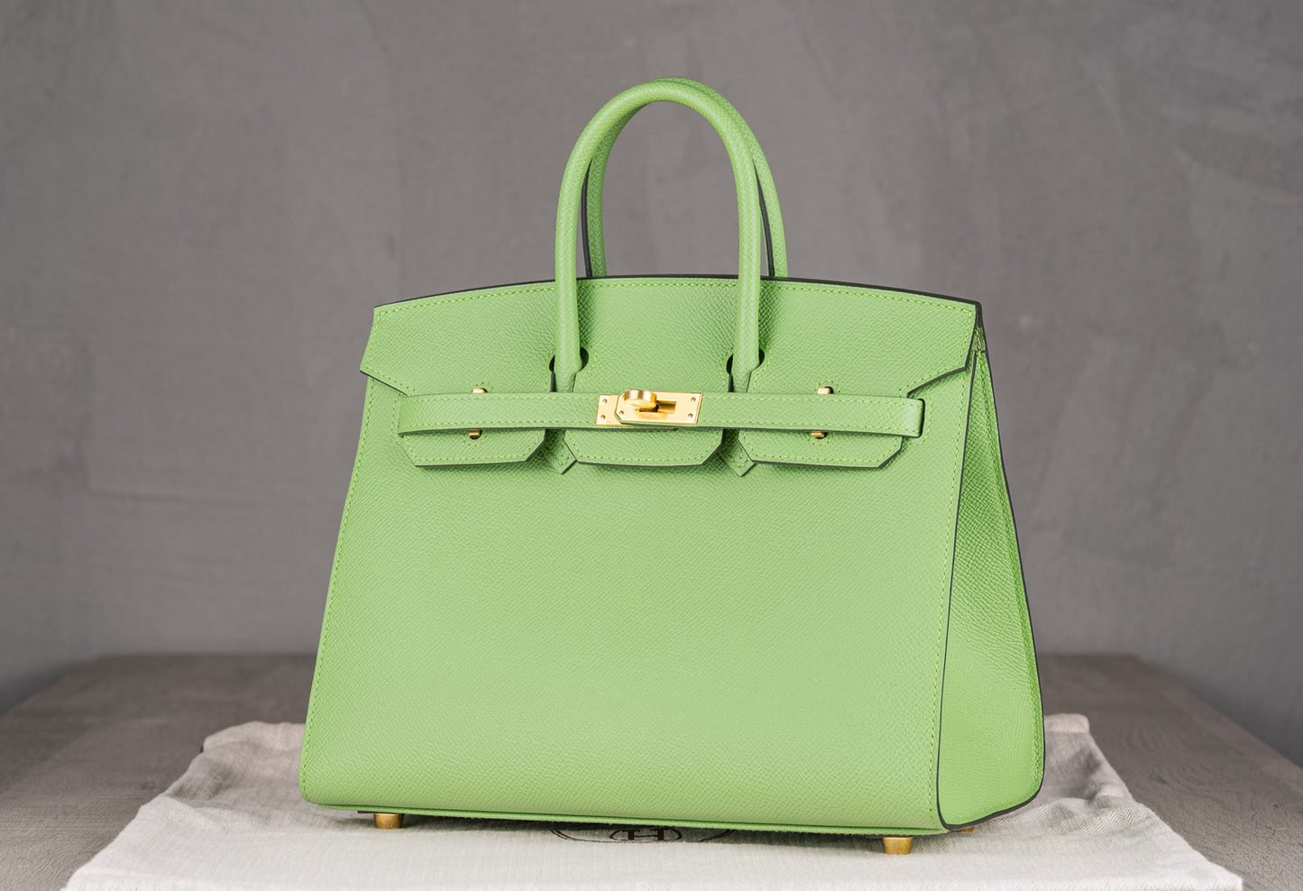 Hermès B25 Birkin 25 Sellier Bag in Vert Criquet Epsom Leather and Gold Hardware