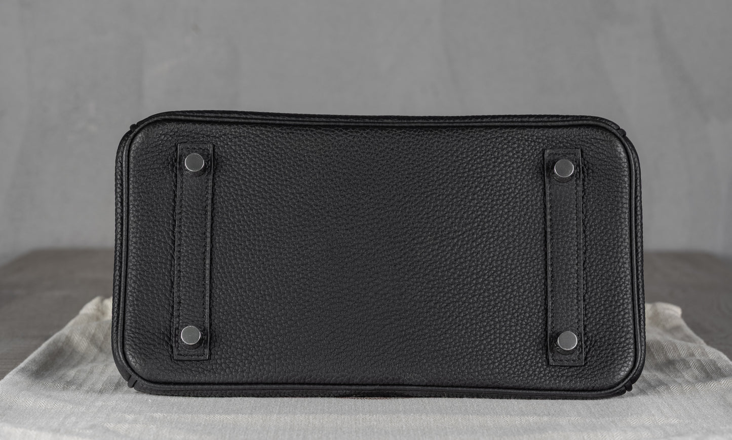 Hermès B25 Birkin 25 Retourne Bag in Noir Togo Leather with Palladium Hardware
