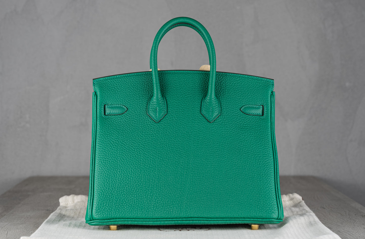 Hermès B25 Birkin 25 Retourne Bag in Vert Vertigo Togo Leather with Gold Hardware