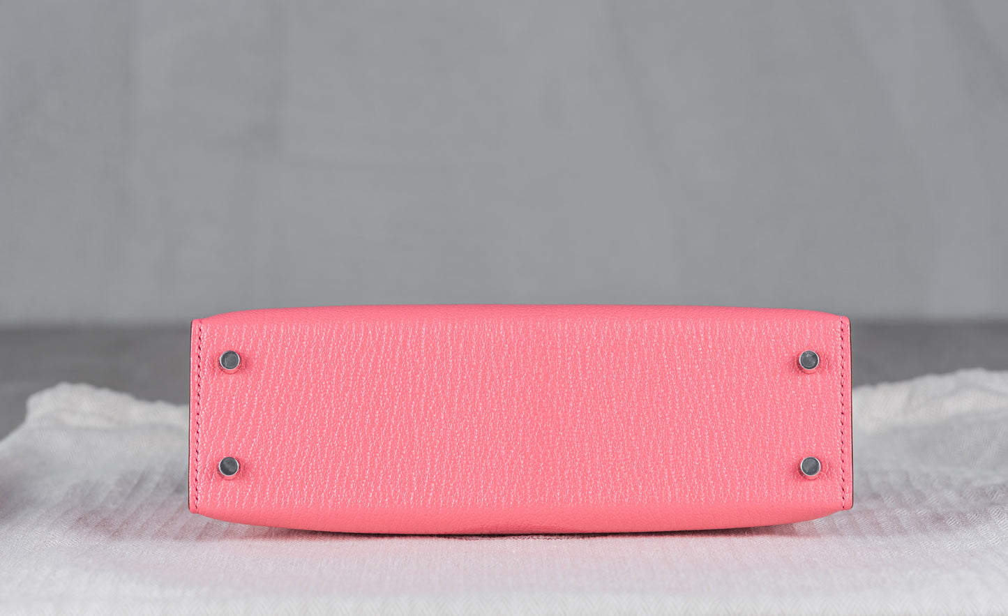 Hermès K20 Mini Kelly II 20 Sellier Bag in Rose De Ete Chevre Leather with Palladium Hardware