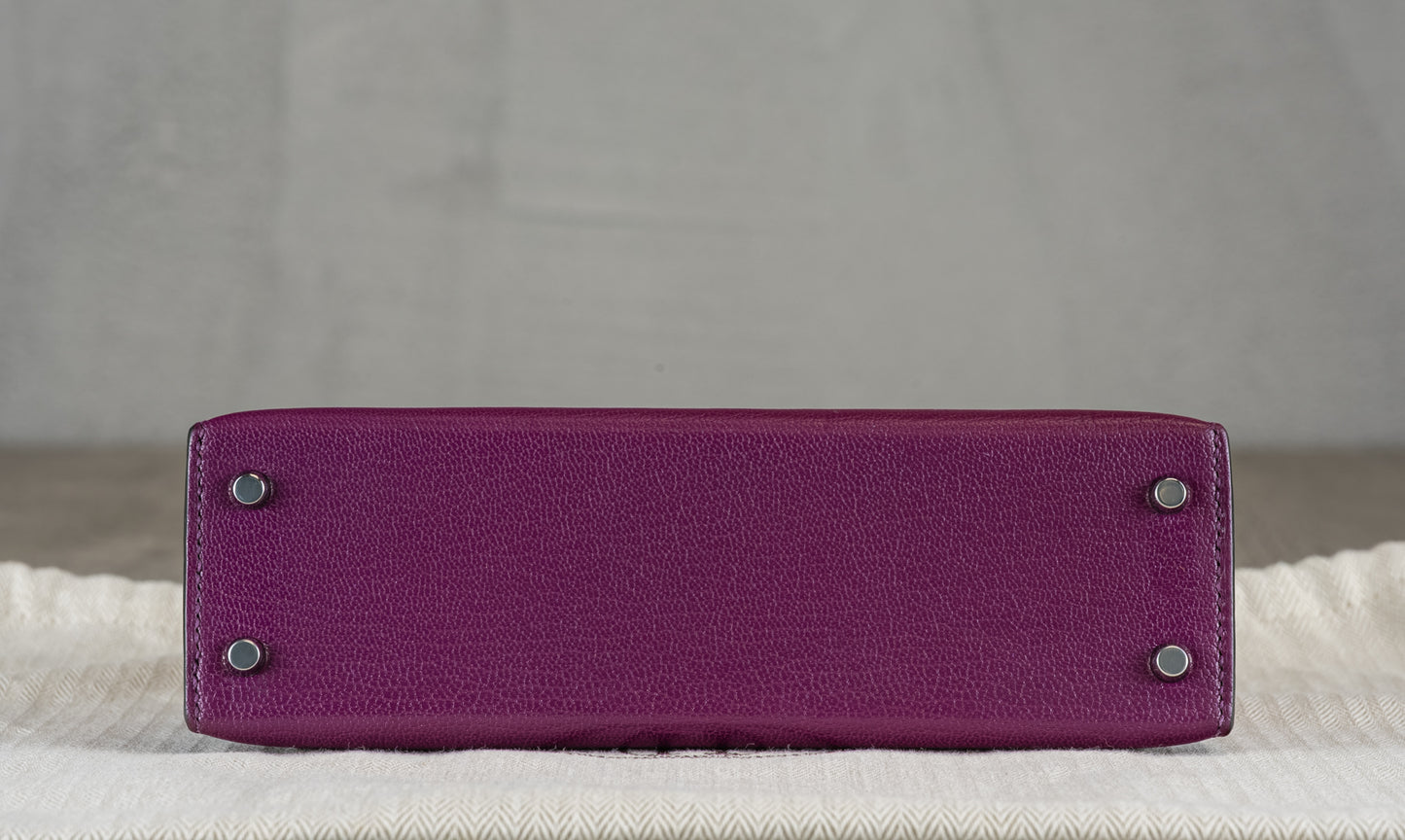 Hermès K20 Mini Kelly II 20 Sellier Bag in Anemone Epsom Leather w/ Palladium Hardware