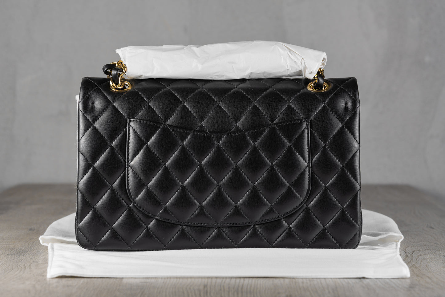 Chanel Small Classic Double Flap Bag in Black Lambskin Leather with Gold-Tone Hardware
