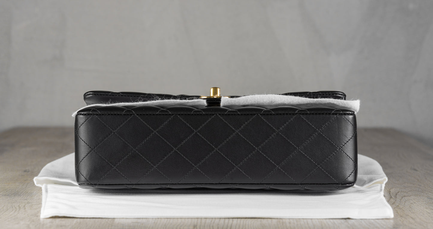 Chanel Small Classic Double Flap Bag in Black Lambskin Leather with Gold-Tone Hardware