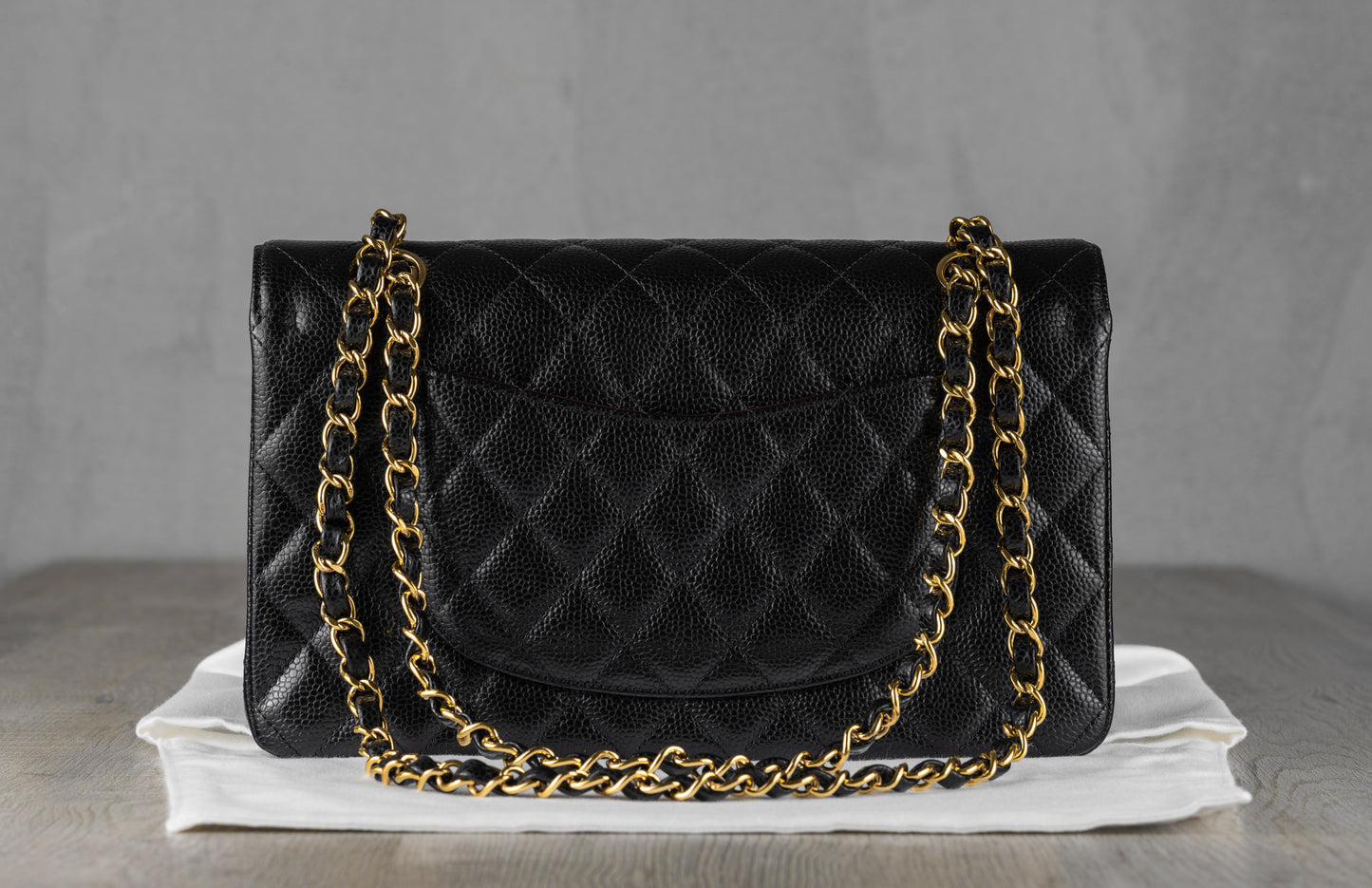 Chanel Small Black Quilted Caviar Double Flap Bag with Gold-Tone Hardware