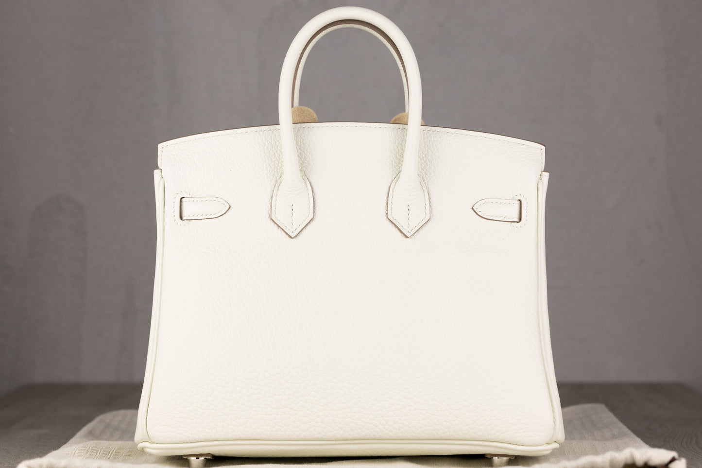 Hermès B25 Birkin 25 Retourne Bag in Mushroom Togo Leather with Palladium Hardware B Stamp