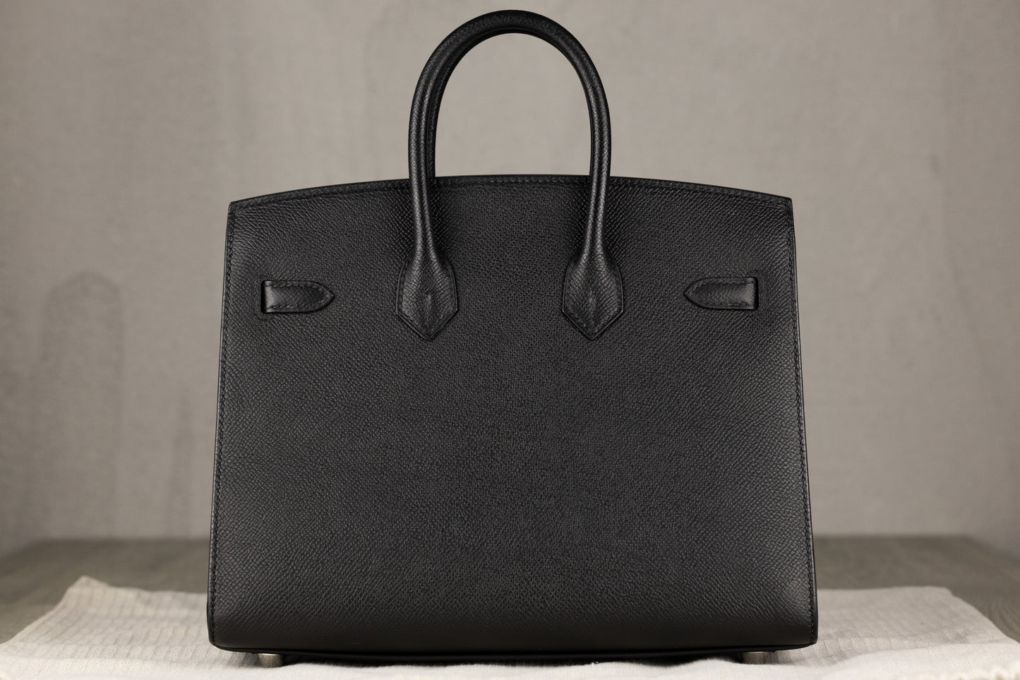 Hermès B25 Birkin 25 Sellier Bag in Black Epsom Leather with Palladium Hardware