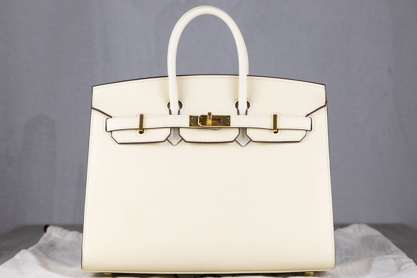 Hermès B25 Birkin 25 Sellier Bag in Nata Epsom Leather with Gold Hardware