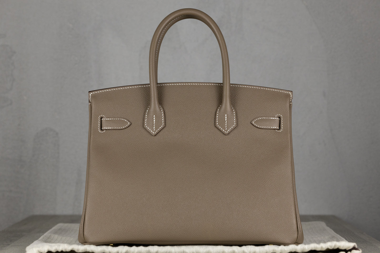 Hermès B30 Birkin 30 Retourne Bag in Etoupe Epsom Leather with Gold Hardware
