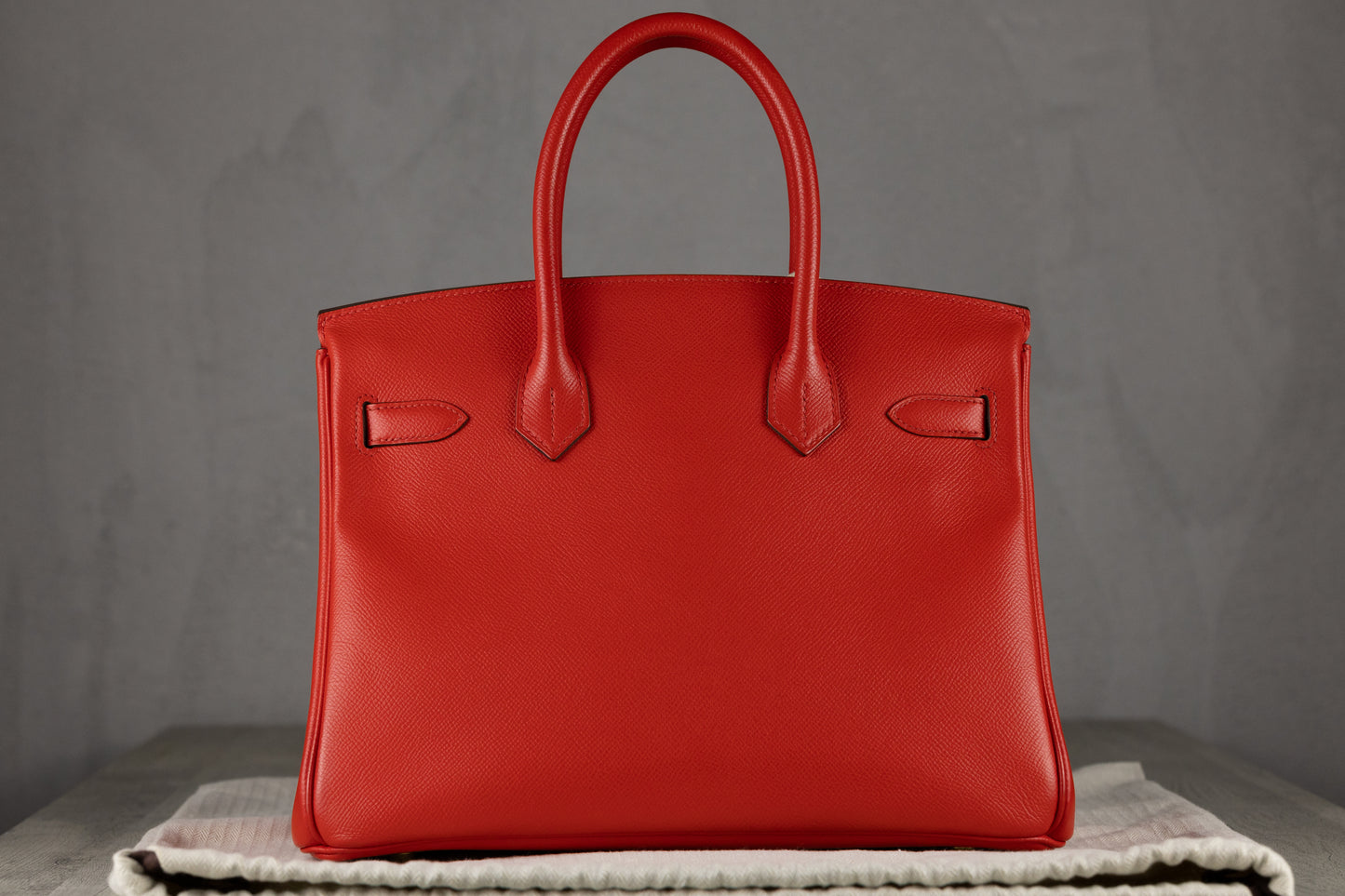 Hermès B30 Birkin 30 Retourne Bag in Red Epsom Leather with Gold Hardware