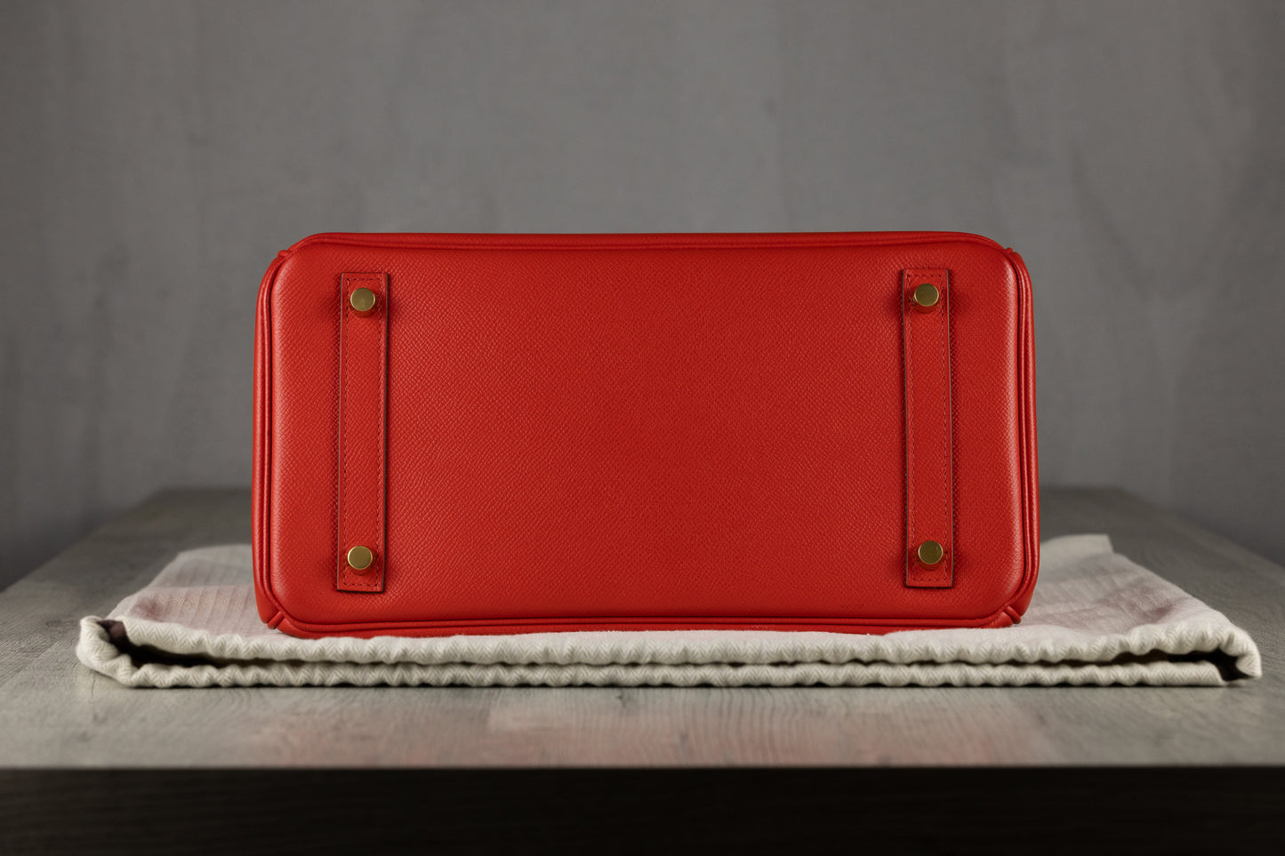 Hermès B30 Birkin 30 Retourne Bag in Red Epsom Leather with Gold Hardware