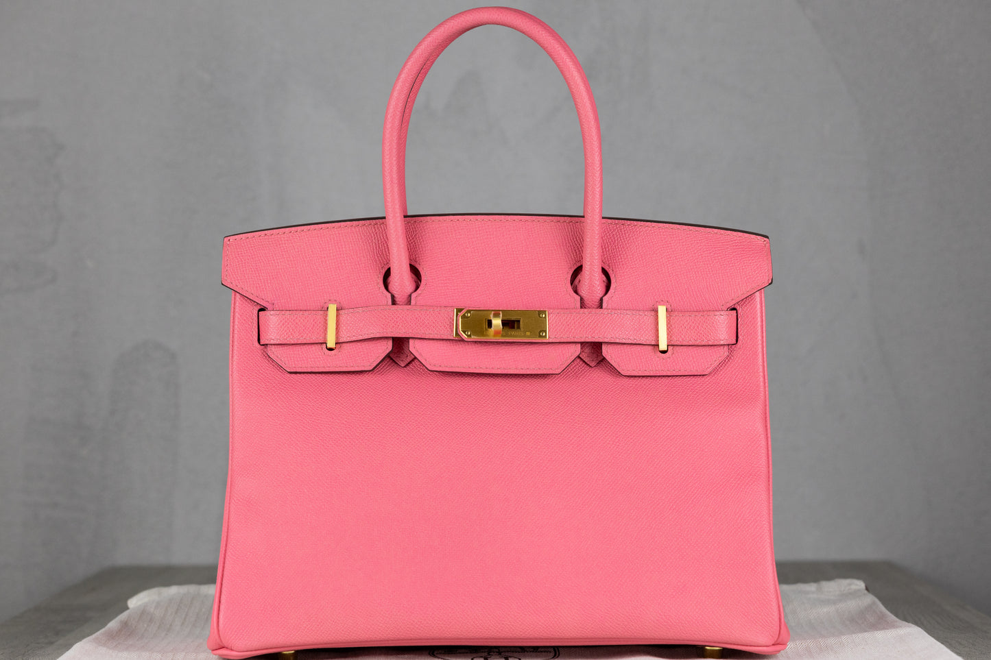 Hermès B30 Birkin 30 Retourne Bag in Rose Azalee Epsom Leather with Gold Hardware