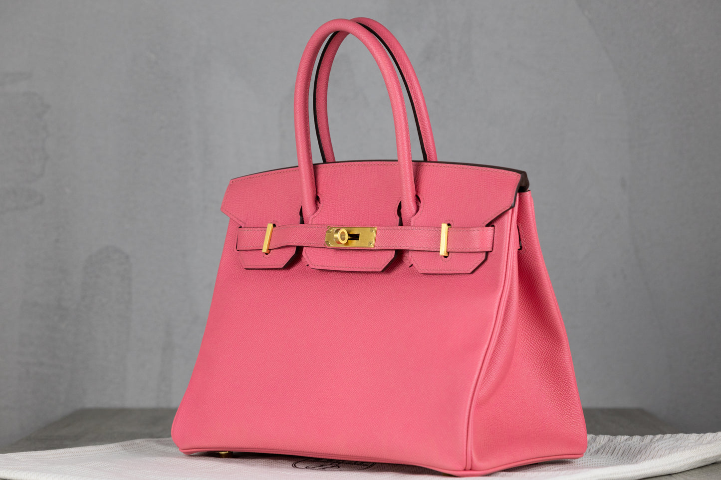 Hermès B30 Birkin 30 Retourne Bag in Rose Azalee Epsom Leather with Gold Hardware