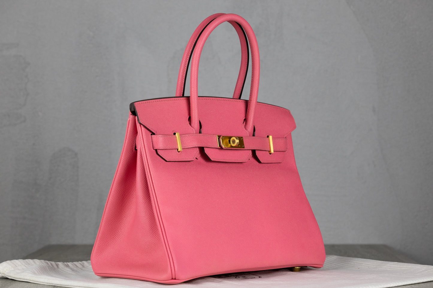 Hermès B30 Birkin 30 Retourne Bag in Rose Azalee Epsom Leather with Gold Hardware