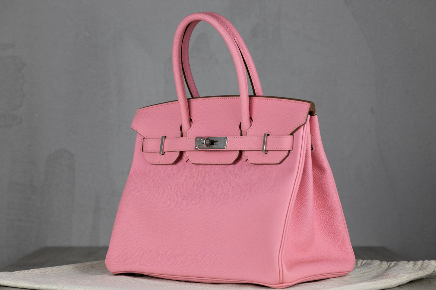Hermès B30 Birkin 30 Retourne Bag in Rose Confetti Epsom Leather with Palladium Hardware A Stamp