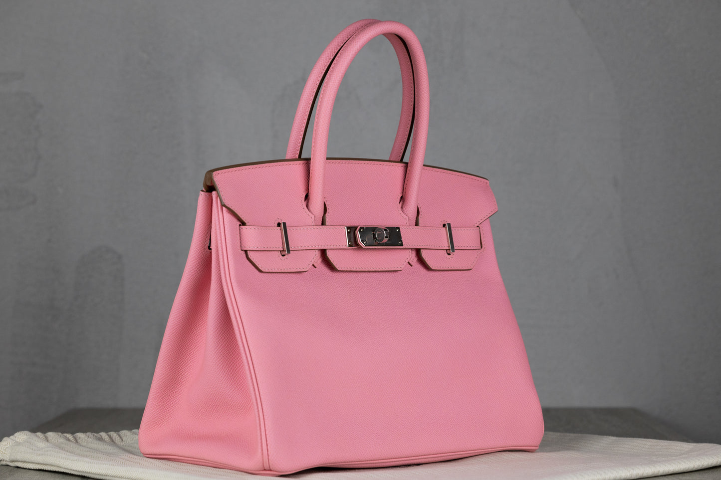 Hermès B30 Birkin 30 Retourne Bag in Rose Confetti Epsom Leather with Palladium Hardware A Stamp