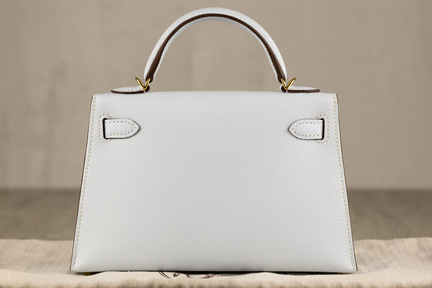 Hermès K20 Mini Kelly II 20 Sellier Bag in Blue Brume Epsom Leather with Gold Hardware