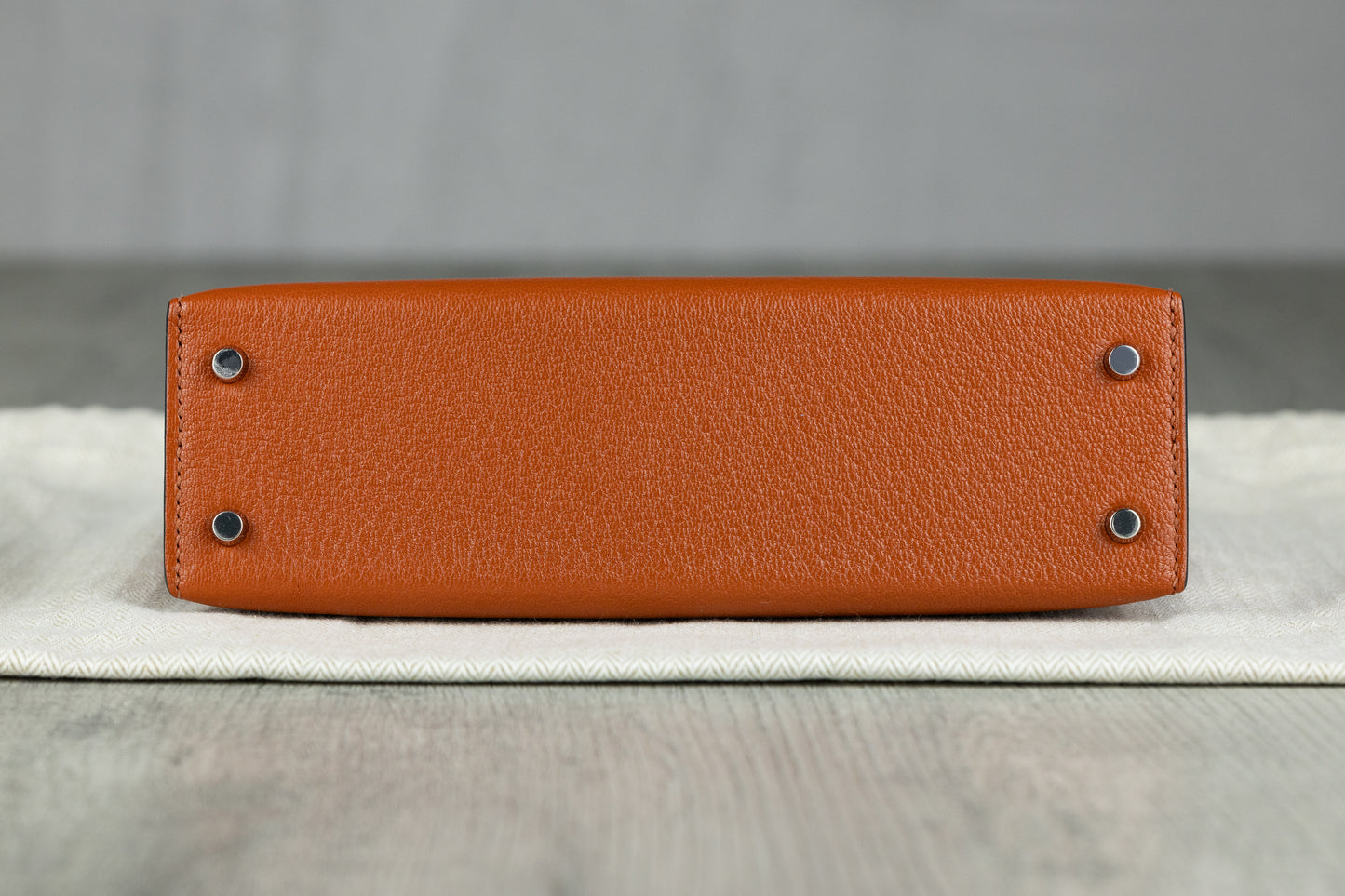 Hermès K20 Mini Kelly II 20 Sellier Bag in Brick Rose Chèvere Leather with Palladium Hardware